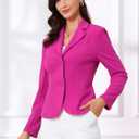 Allegra K Women's Work Office Blazer Stretch Lapel Collar Long Sleeve Jacket Suit Blazer (Pink, XL)