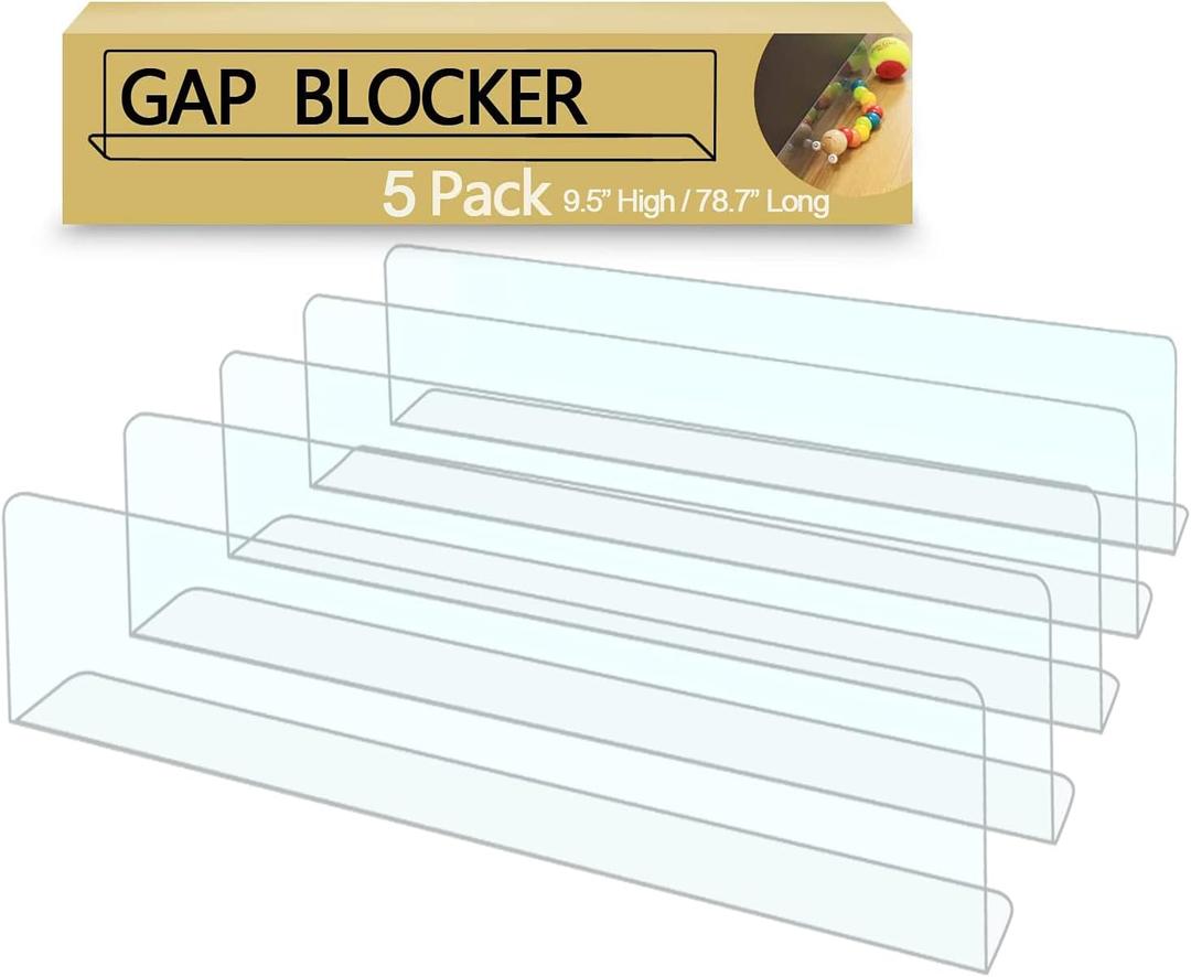 5-Pack Toy Blocker, Extra High Size Gap Bumper for Under Furniture, BPA Free Safe PVC with Strong Adhesive, Stop Things Going Under Sofa Couch or Bed, Easy to Install 9.5" Height