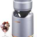 BRIOBITE Ice Cream Maker,Rechargeable Soft Ice Cream Machine with Low Noise,Compact for 1-2 Servings,Perfect for Sorbet,Gelato,Frozen Yogurt,Silver