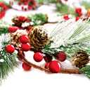 Christmas Garland Winter Red Berries Holiday Decoration Pine Cones, Evergreen Pine Needle  Unlit Berry Garlands Xmas Decor, Kitchen, Bar, Fireplace/Indoor/Outdoor Greenery with Snow 6 Ft Long (6ft)