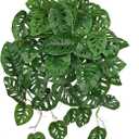 Large Fake Hanging Plants in Pot for Indoor & Outdoor, Long Artificial Monstera Albo Long Plants, 27.6" Fake Potted Vines Ivy Greenery Plant for Room Wall Shelf Decor Living Room Bathroom Patio Porch