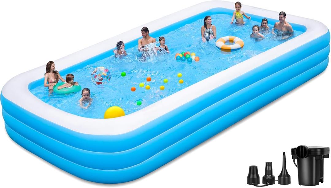 Large Inflatable Pool for Adults, 165'' x 76'' x 22'' Big Inflatable Swimming Pool for Family, Oversized 0.6MM Thickened Blow Up Pool for Backyard, Garden and Outdoor Fun