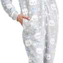 The Big Softy Adult Onesies for Women, Fleece Onesie PJs for Women, Teens, Funny Adult Onesie Pajamas, Cute One Piece Pajamas (Grey Clouds)
