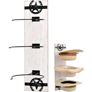 SwallowLiving Cowboy Hat Rack for Wall - Rustic Wood & Metal Cowboy Hat Holder, Decorative Horseshoe Hats Hanger & Organizer, Vertical or Horizontal Hats Storage, Western Gifts for Men Hat Accessories