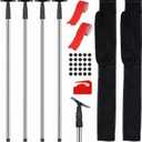 4 Pack Dust Barrier Poles Kit with Carry Bag, 10Ft Adjustable Zipper Wall Poles, Dust Containment Pole, Steel Telescoping Support Pole for Temporary Dust Barrier System, Home Renovation/Construction