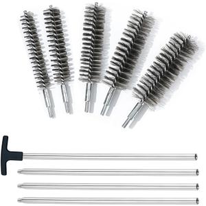 50 in Pipe Cleaning Brush Set with Stainless Steel Bristles, 5X Wire Brush with 4X Galvanized Flexible Rods, Stainless Steel Pipe Brush for Rust Polish,Tubes,Auto Parts Cleaning