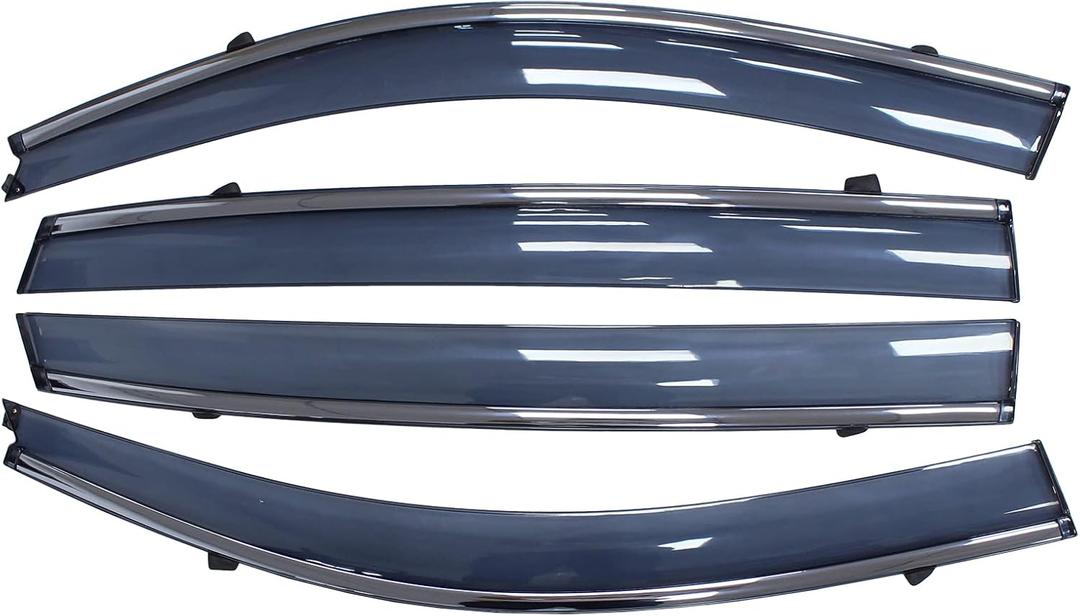 NewYall Front Rear Left and Right Chrome Door Window Visor Wind Rain Guard Deflector Trim for Acura MDX Sport Utility 2014-2021