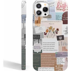 Christian Verses Case Compatible with iPhone 15 Pro,Jesus Sayings Quotes Collage,Smooth Tough PC Full Cover Case for iPhone 15 Pro