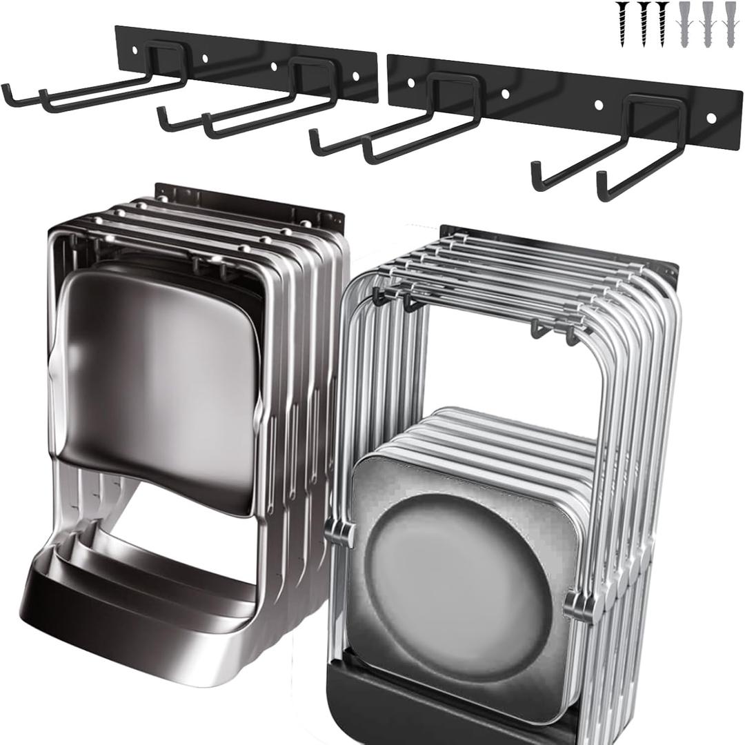 2Pack Folding Chair Storage Rack, Chair Hangers for Garage Wall, Garage Tool Organizer Wall Mount, Heavy Duty Garden Tool Holder for Hanging Shovel Rake Broom Ladder