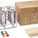Stainless Steel Popsicle Molds, 6 Metal Ice Popsicle Makers, 30 Reusable Bamboo Sticks, 12 Silicone Seals and 1 Rack, Eco Popsicle Molds for Kids and Adults, 3 oz Per Mold (Round)
