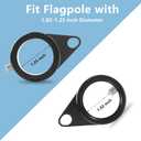 Anovo Flag Pole Rings, Aluminum Alloy Flag Pole Clips Swivels 360° Rotating Anti Wrap Mounting Ring with Carabiner, Flag Pole Kit Parts (Φ:1.25 Inch -Pack of 2(Black))