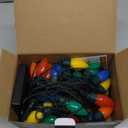 C9 Solar Christmas Lights, 33ft 50LEDs Outdoor Christmas String Lights, 8 Lighting Modes, IP65 Waterproof Outdoor Indoor Vintage Fairy Lights for Christmas Tree Party Decor (Red Green Blue Yellow Orange)