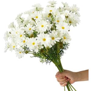 15 Bundles Artificial Flowers White Artificial Daisy Flowers UV Resistant Outdoor Fake Wildflowers with Stems Faux Greenery Shrubs Plants Arrangements for Wedding Decoration Home Garden Decoration