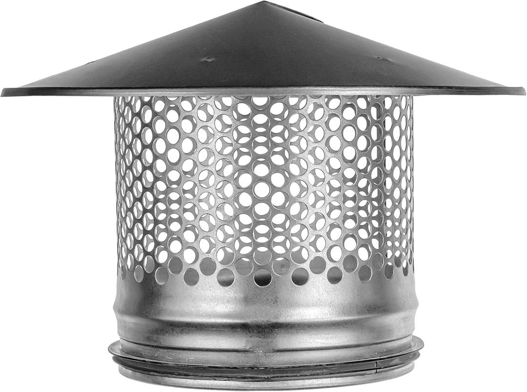 6 Inch Round Roof Rain Cap HVAC Vent Galvanized Steel All Weather Chimney Cap Roof Top Round Roof Vent with Rubber Gasket for Perfect Insulation Vent Cover 