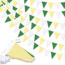 Yellow Green White Pennant Banner,33 ft Pennant Banner Flags,Flag Triangle Bunting Garland Decor,for Wedding,Birthday Party,Baby Shower,Graduation,Golf Party Decor(Yellow, Green and White Banners)