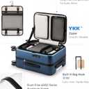 LUGGEX Carry On Luggage Top Opening, FLA Aluminum Frame Trunk Style Luggage, Polycarbonate Hard Shell Suitcase (FX-Enhance, Blue, 20 Inch, 38L)
