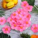 Hotop 24 Pcs Artificial Hibiscus Flowers Pink Hawaiian Fake Flowers Faux Tropical Hibiscus Decoration for Luau Summer Party Decor DIY Crafts Cake Favors Supplies Table Centerpieces