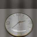 AYRELY 12 Inch Silent Modern Wall Clocks Battery Operated, Wall Clock for Living Room Dcor,Gold Metal Frame Clock Decorative for Bedroom,Kitchen,Office (White)