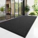 Front Door Mat, 6' x 3' Heavy Duty Indoor Outdoor Door Mat Entrance, Commercial Welcome Mats, Stain and Fade Resistant, Durable Rubber Backing, Low Profile Entry Mat for Patio, Black Stripe