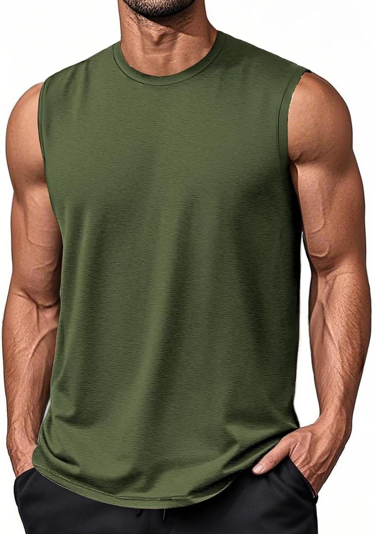 EKLENTSON Men's Tank Tops UPF 50+ Sleeveless Shirt Lightweight Cooling Muscle Tee Sun Protection Quick Dry Workout Shirt (S)