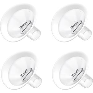 3pc 19mm Oval Flanges Shields Built-in Soft Edges Compatible with Medela/Lansionh Pumps, Replacement Parts for Pump in Style, Symphony, Swing Maxi, Harmony and Personalfit Flex Connector