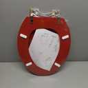 Red Elongated Toilet Seat Natural Wood Toilet Seat with Zinc Alloy Hinges, Easy to Install also Easy to Clean, Scratch Resistant Toilet Seat by Angol Shiold (Elongated, Red)