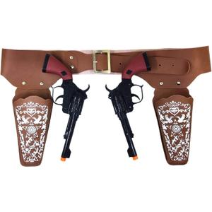 Cowboy Role-Playing Prop Toy Gun Western Holster Set for Adults, Adjustable Belt Halloween Costume Accessory for Men and Women