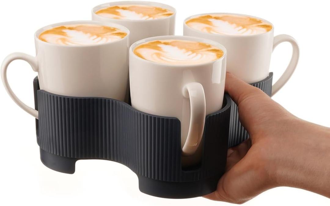 Muldale Reusable Drink Carrier 4 Cup - UK Made Drink Caddy Portable Mug Carrier - Sturdy RV Cup Organizer and Travel Coffee Tray - Spill Resistant - Perfect for Camping