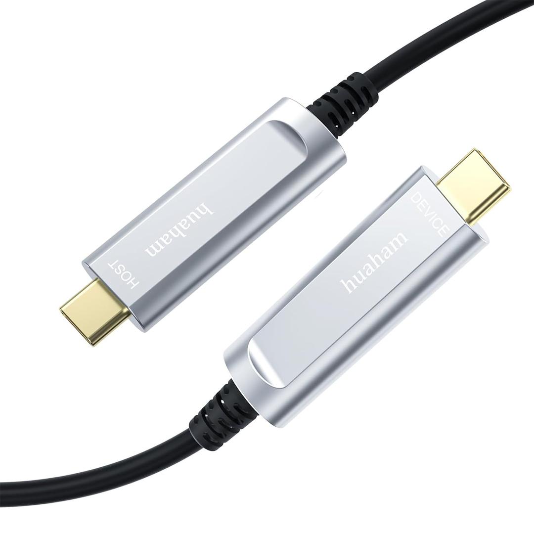 USB C Fiber Optic Cable 66FT, 10Gbps Active USB 3.2 Gen2 Cable with German SiliconLine Chip, Long Distance USB C Cable Compatible with Logitech 4K Camera,VR,Video Conference,Industrial System