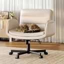 Criss Cross Chair with Flip-Up Arms & Swivel Wheels, Vanity Chair with Adjustable Height & Side Pockets, Comfortable Wide Seat Reclining Computer Office Desk Chairs for Home Office, Make Up, Bed Room