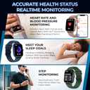 Inspiratek Smartwatch for Men & Women - Multi-Function Health Fitness Watch w/Accurate All- Day Sleep, Step & Heart Rate Monitoring - Waterproof iOS and Android Smart Watch for Women & Men (Black)
