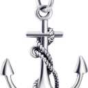 Anchor Sterling Silver Tree of Life Necklace - Polished Nautical Anchor Rope Fine Jewelry for Men & Women