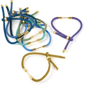 8Pcs Nylon Twisted Cord Bracelet Making Dark Colors Adjustable Slider Bracelets Friendship Braided Rope with Golden Brass Findings for DIY Jewelry Making Accessories 9.45 inch(24cm)