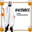 Spooktacular Creations Ghost Costume for Kids with Pumpkin Basket, Scary Halloween Costume for Boys (White)