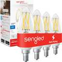 Sengled Alexa Light Bulb, E12 Smart Bulbs, Edison Bulbs Bluetooth Mesh, 40 Watt Candelabra Light Bulbs 2700K B11, Smart Bulbs That Work with Alexa, Dimmable & Group Control, No Hub Request, 4 Pack (Soft White (2700k))