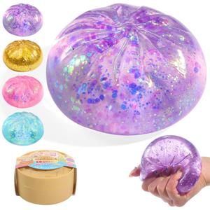 Sugar Glitter Dumpling Squishy,Viral Bao Bun Squishy Dumling Mystery Box,Stress Relief Fidget Squeeze Toy for Holiday & Birthday Gifts (Purple)