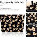Cosmetic bag Makeup bag Preppy Cute Corduroy Toiletry bag for women travel essentials (Flower black)