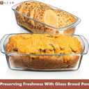 Razab LARGE 7.6 Cups/1800 ML/1.9 Qt Glass Loaf Pan with Lids (Set of 2) - Meatloaf Pan BPA free Airtight Lids Grip Handle Easy Carry, Microwave and Oven Safe - Loaf Pans For Baking Bread, Cakes, Set of 02