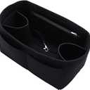 LEXSION Felt Purse Organizer Insert Zipper Pocket with Two Removeable Bottle Holder (Black)