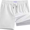 maamgic Mens Swim Trunks with Compression Liner 7 Inch Inseam Mens Bathing Suit Quick Dry Swimming Trunks Swimsuit (XX-Large, White)