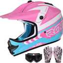 ROOZO Youth Dirt Bike Helmet DOT Certified - Full Face Motorcycle Helmet for Off-Road, ATV, Street Riding, Includes Adjustable Goggles & Protective Gloves, Large