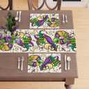 XCHI Doughnuts Iris Fleur De Lis Hat Mardi Gras Placemats Set of 4 Carnival Table Mats for Masquerade Party Home Kitchen Dining Table Decorations 12x18 Inch