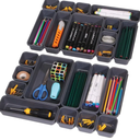 Set of 22 Interlocking Desk Drawer Organizer Tray Dividers Plastic Shallow Narrow Drawers Organizers Separators and Storage Bins Container for Kitchen Bathroom Makeup Office Vanity Bedroom Dresser