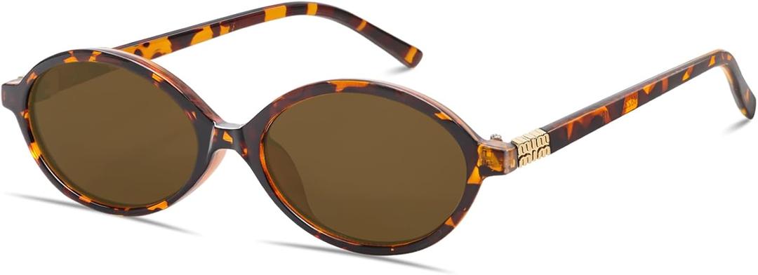 BOTEN Retro Oval Sunglasses for Women Men Small 90s Sun Glasses Trendy Round Shades Cute Designer Sunnies (Tortoise Frame - Brown Lens)