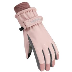 RIANKH Outdoor Women Skiing Thermal Insulated Windproof Gloves with High-Sensitivity Touchscreen Design and Adjustable Wrist Strap, PINK
