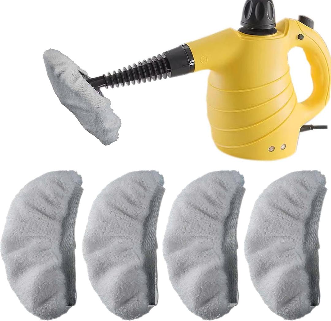 Steam Cleaner Shot Attachments Accessories, Universal Reusable Steam Mop Pads, Handheld Steam Cleaner Washable Microfiber Cloth Grey (4 Pcs)