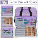 Anitor Large Crochet Bag Knitting Bag Yarn Storage Tote, Yarn Bag with Clear Top Lid, Unfinished Project Compartment, 6 Yarn Holes. Holds Knitting Needles, Crochet Hooks, Yarn, Purple, (Bag Only)