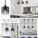 Black Pendant Light Fixtures, Modern Pendant Lights for Kitchen Island with Adjustable Rods, Industrial Glass Pendant Lights for Dining Table Hallway Bedroom Living Room, 1 Pack