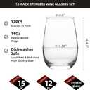 UMEIED Stemless Wine Glasses Set of 10, 14Oz Clear Red White Wine Glass for Home Party Wedding Anniversary