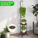 VyGrow Plant Stand Indoor, 2 Tier Hanging Tall Plant Shelf with Wheels, 3 Potted Corner Flower Stand Metal Plant Holder, Plant Shelves for Living Room, Bedroom, Patio, Outdoor, Black